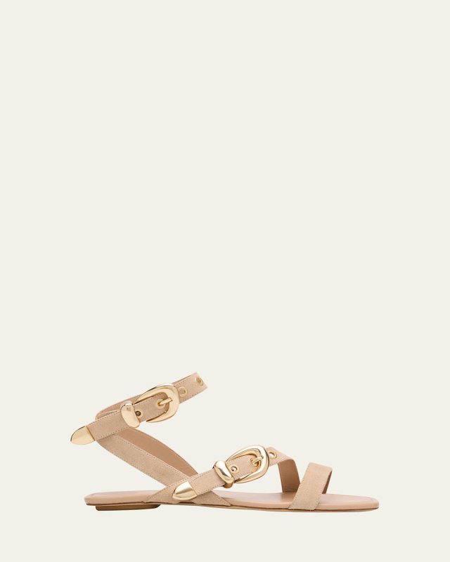Maven Suede Buckle Flat Sandals